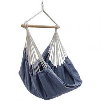 Silla Colgante XXL Amanka para 2 Personas, Hamaca de Algodón 100%, 185x130cm, Soporta hasta 150kg, con Pivote Giratorio 360°