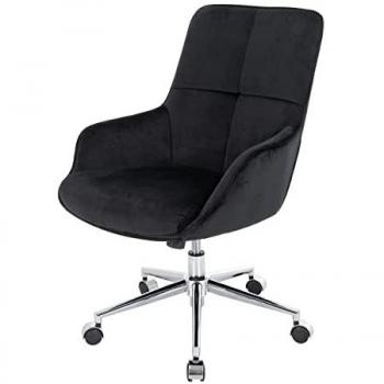 Silla de oficina giratoria HWC-J64 con reposabrazos ajustables y altura regulable en terciopelo negro