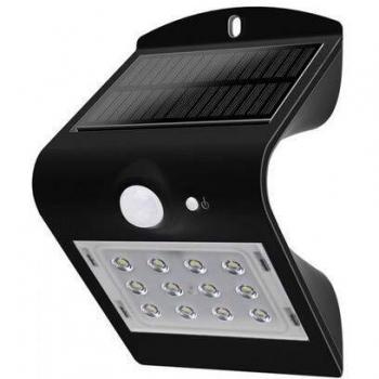 Luz Solar LED de Pared V-TAC 1,5W con Sensor PIR, Color Negro, IP65