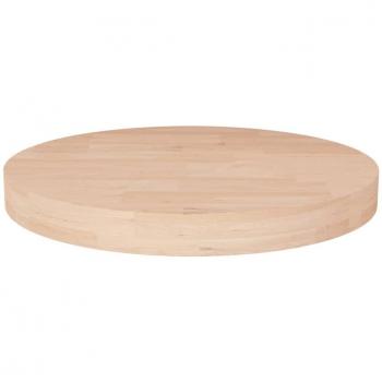 Mesa redonda de madera de roble sin tratar Ø50x4 cm Marrón