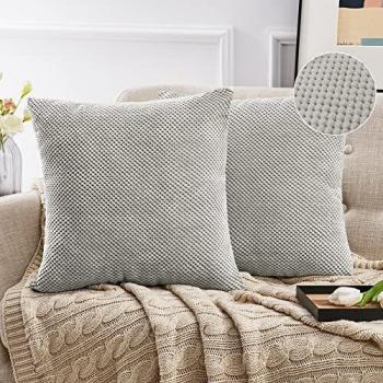 Deconovo Fundas Almohadas de Pana, 2 Piezas, Protector Sofa Cama Coche, Habitacion Dormitorio, 40x40cm, Gris Claro