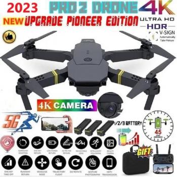 Dron RC E58 Profesional HD 4K/1080P Wifi, Cámara Gran Angular, Fotografía Aérea, Cuadricóptero Plegable, Juguete RC para Selfies 360 Grados, Negro con