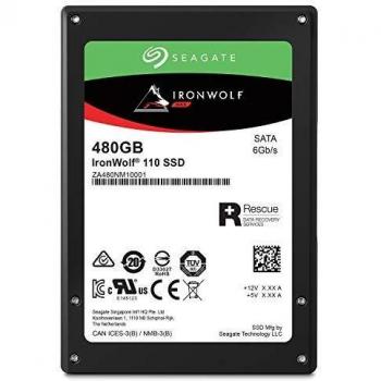 Seagate IronWolf 110 de 480 GB NAS SSD, Disco duro interno SSD, SATA de 2,5, para almacenamiento RAID de varias bahías, 2 años de recuperación de datos, Paquete Abre-fácil