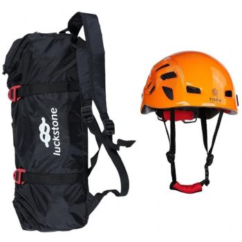 MagiDeal Bolsa para Cuerdas de Escalada Color Negro + Casco de Seguridad - Naranja