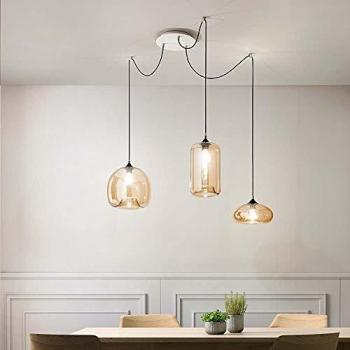 Lámpara de Techo Suspendida Fabas Luce Fiona Cluster Cristal Ámbar E27