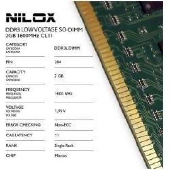 Nilox Memoria RAM Ddr3L So-Dimm de 2 GB, 1600 MHz, Cl11, Verde