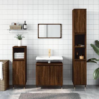 Conjunto de muebles de baño 3 piezas marrón madera roble multicapa