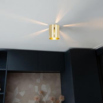 Plafón de diseño dorado Yana, aluminio cilíndrico, apto para LED, máximo 1 x 40W