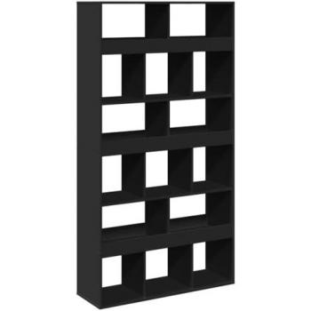 Estantería de madera de ingeniería negra 100x33x187,5 cm, librería, armario de almacenamiento, estantería para libros