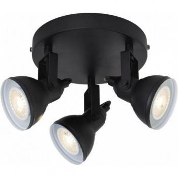 Plafón Spot Focus Acero Negro Mate 3 Bombillas 14cm