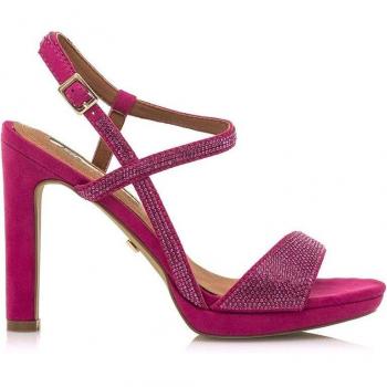 Sandalias de tacón mujer 68342 rosa con glitter
