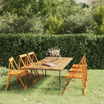 Folding Acacia Wood Garden Chairs Set of 6