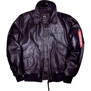 Chaqueta de cuero Alpha Industries CWU-45/P negra para hombre