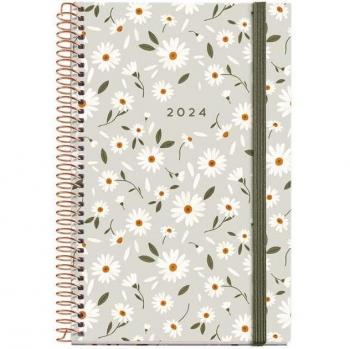 AGENDA ANUAL 2024 MIQUELRIUS NATURA ESPIRAL CON GOMA ACTIVA DÍA PÁGINA DAISY SUMMER 117x182mm