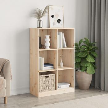 Estantería de madera maciza de pino 70x33x110 cm Natural y Blanco, Mueble de Almacenaje para Oficina, Estudio y Dormitorio, Librería/Mueble de Almacenamiento