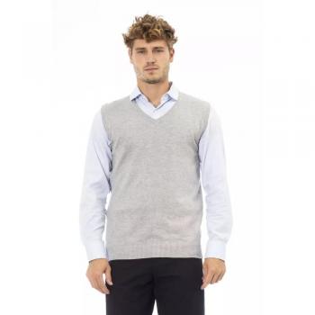 Alpha Studio Gray Viscose Vest - IT48 | M, Sleeveless Knitwear, Male, Size: M