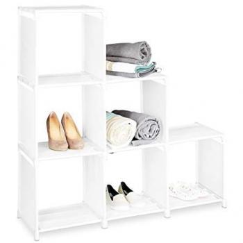Estantería Divisoria Relaxdays con 6 Compartimentos, Sistema de Almacenamiento Simple, Color Blanco, Dimensiones: 109 x 106 x 30 cm