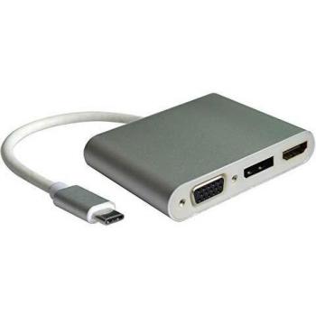 Rotronic Roline 12033230 Tipo C VGA/HDMI/DP Adaptador Plata