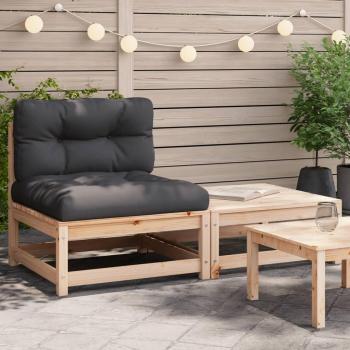Armless Garden Sofa with Cushions and Footstool