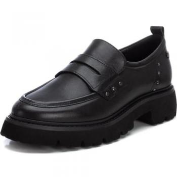 Mocasines de Piel para Mujer Carmela con Suela Gruesa - Color Negro, Talla 38