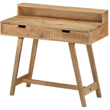 Solid Mango Wood Desk with Two Drawers