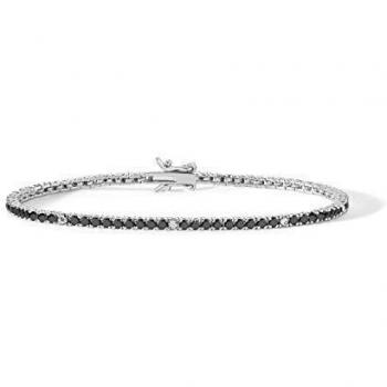 Pulsera de Tenis para Hombre Comete en Plata 925 con Zirconia Blanca y Negra, 19cm UBR 900