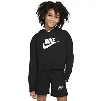 NIKE G Nsw Club Ft Crop Hoodie Hbr, Sweatshirt Niñas, Black/white, 8 Años