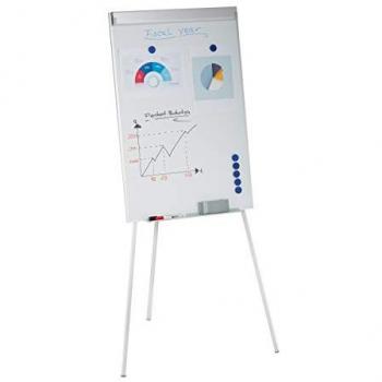 Rotafolios con Pizarra Blanca Magnética, Altura Regulable, Trípode, Estante para Rotulador, 90 x 60 cm, Blanco - Relaxdays
