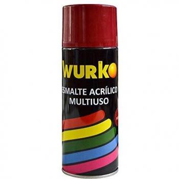 Wurko - Spray Pintura Esmalte Acrílica Rojo Bermellón, Bote 400 ml