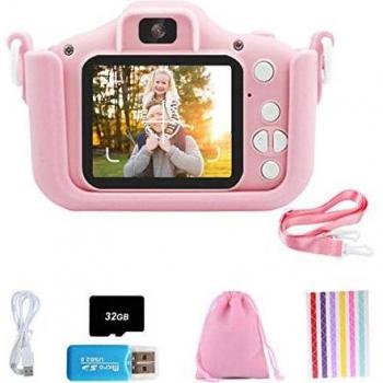 Set de Cámara de Fotos Digital para Niños con Juegos, Cámara Infantil con Tarjeta de Memoria Micro SD 32GB, Cámara Digital Video Cámara Infantil para Niños Regalos deCumpleaños, 1080P