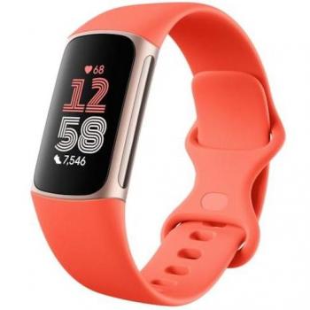 Fitbit Charge 6 Edición Especial Coral con Pantalla AMOLED y Cuerpo de Aluminio en Color Oro Champagne