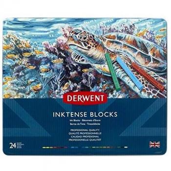 Derwent Inktense Lápices en Bloque Permanentes y Solubles en Agua para Pintar y Dibujar, Set de 24, Ideal para Crear Capas y Pintar Sobre Tejidos, Calidad Profesional, 2300443