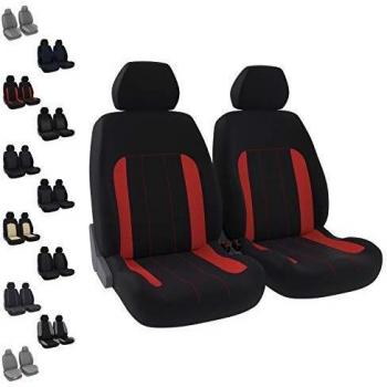 Funda de Asiento Universal Delante DBS - 2 Asientos - Malla Poliester y Tejido Mesh Rojo - Antideslizante y Lavable
