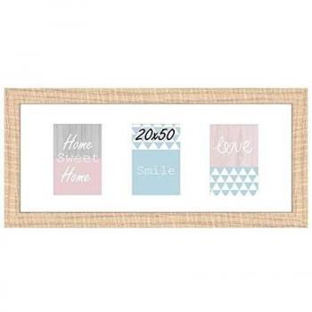 Marco de Fotos Contemporáneo Beige de Madera MDF - 3 Vistas (20 x 50 cm)