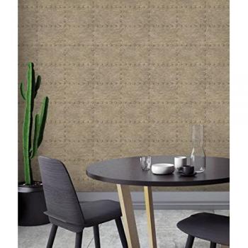 Muestra DIN A4 de Papel Pintado Vinílico Ecológico con Diseño de Chapa y Remaches en Oro Metalizado - Austin Factory 679594 de GAULAN