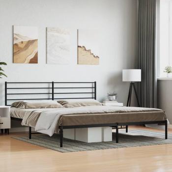vidaXL Metal Bed Frame without Mattress with Headboard Black 193x203cm