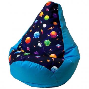 Sako Bolso Puf Estampado Pera Azul Planetas XL 130 x 90 cm