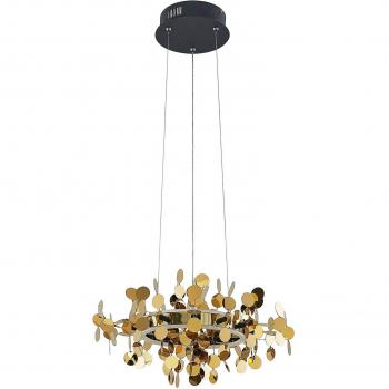 Lámpara colgante LED Lucande Glimmo, negro y latón, moderna, hecha de aluminio, para salón y comedor, con 1 bombilla