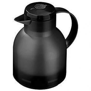 Jarra Térmica Isolierkanne Samba 1,0 Litro, Negro Translúcido, Cierre Quick Press, 12H Caliente y 24H Frío