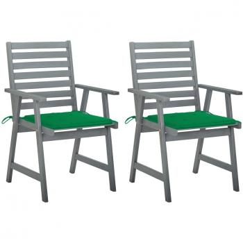 Sillas de comedor jardín 2 uds madera maciza acacia con cojines