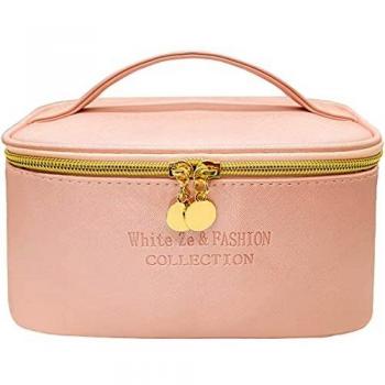 White Ze Bolsa de Maquillaje de Viaje, Neceser de Maquillaje Impermeable, Neceser Organizador de Maquillaje Profesional, Bolsa de cosméticos para Mujeres y niñas