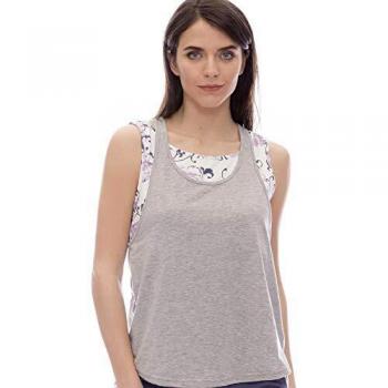 LEONE - Camiseta de Tirantes de Mujer Flower - Negro Jet