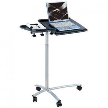 SixBros. Mesa de ordenador portátil Negro/Gris plateado - B-001N/58 - MDF negro grafito - Estructura metal gris plateado
