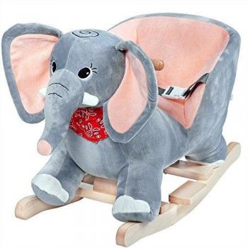 Elefante de Balancín de Peluche Gris con Seguridad y Sonidos para Niños