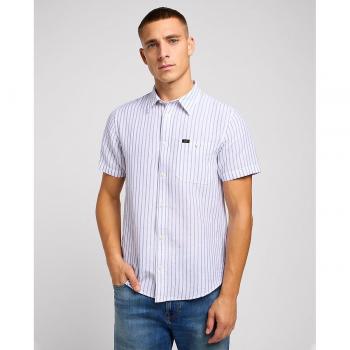 Camisa de hombre Lee de corte classic con rayas en color azul, manga corta Leesure
