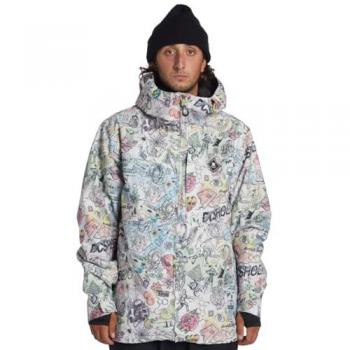 Chaqueta de esquí con capucha DC Shoes Basis Printed blanca y negra - S