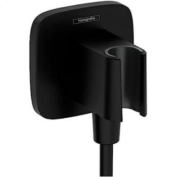 Soporte para rociador de ducha Hansgrohe Fixfit Q con conexión, color negro mate