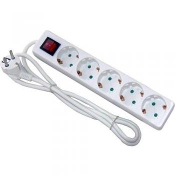 Staüwer - Regleta de conexion 5 tomas schuko cable 3g1,5mm2 de longitud 1,5 metros con interruptor y proteccion infantil linea básica
