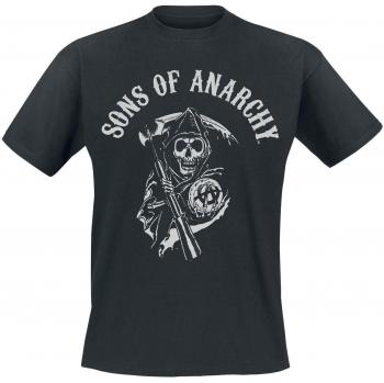 Sons of Anarchy Reaper Logo Hombre Camiseta Negro S, 100% algodón, Regular