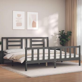 Cabecero de cama gris en madera maciza 200x200 cm Vidaxl